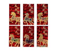 New Year's Red Envelopes, Six Pieces, 3D Embossed Glitter, Traditional Moon New Year Collectibles, Spring Festival Money Envelopes, for Children, Girls, Men, Women, Teenagers, Son, Daughter, Family