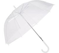NEW-YIJUNSHUN 4 Pack DOME SEE THRU WEDDING UMBRELLA, CLEAR WITH WHITE HANDLE & TIP & DEEPEST DOME Clear Dome See Through Umbrella Handle Transparent Walking Brolly