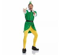 NEW-YIJUNSHUN Elf Costume for Christmas Cosplay Full Set, Elf Buddy Costume Men Halloween Christmas Cosplay Full Set Fancy Dress (M)
