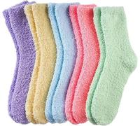 NEW-YIJUNSHUN Fluffy Socks for Women and Girls, 6 Pairs Warm Soft Cosy Bed Socks Ladies Thermal Fleece Fuzzy Slipper Socks for Winter (Mix, Adult, Women, 5, Numeric, UK Footwear Size System, Medium)