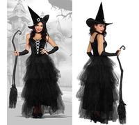 NEW-YIJUNSHUN Halloween Ghost Bride Witch Costume Women's Wicked Witch Costume Horror Long Hooded Cape Cloak Dress Clothes Graveyard Bride Halloween Outfits Props for Role Play Carnival