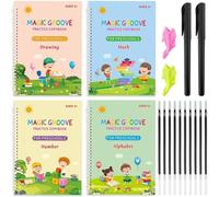 NEW-YIJUNSHUN Magic Practice Copybook for Kids,Reusable Handwriting Workbooks for Preschools, Magic Practice Copybook Groove Handwriting Copy Book Calligraphy for Kids