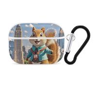 New York and Squirrel AirPod Pro Case, Anti Scratch Hard PC Cover with Keychain, AirPod Pro 2nd/1st Case Accessories for Women Men, White-Style