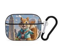 New York and Squirrel AirPod Pro Case, Anti Scratch Hard PC Cover with Keychain, AirPod Pro 2nd/1st Case Accessories for Women Men, Black-Style
