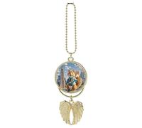 New York and Squirrel Car Hanging Pendant, Zinc Alloy Rearview Mirror Charms - Relieve Visual Fatigue, Vintage Keychain Pendant, Lucky Car Interior Hanging Decoration, Golden-Style
