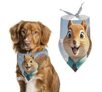 New York and Squirrel Dog Bandanas for Feeding Grooming, Triangle Pet Bibs Washable Pets Scarf for Cats & Dogs