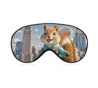 New York and Squirrel Eye Mask for Women & Men, Breathable & Adjustable Eye Cover, Ultra Soft Sleep Mask, Lightweight Travel Blindfold for Airplane, Nap, Night Sleeping
