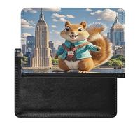 New York And Squirrel Passport Holder with Card Slots Portable Passport Cover Compact Waterproof Passports Protector
