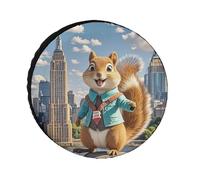 New York and Squirrel Universal Tire Cover Replacement Heavy Duty Oxford Fabric, Waterproof Wheel Protector for SUV, Truck, RV, Camper, Dust/Snow/Sun Protection, 24