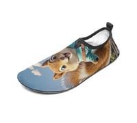 New York and Squirrel Water Shoes for Men Women, Lightweight Stretch Swim Shoes with Anti-Slip Rubber Sole, Quick-Dry Aqua Socks for Pool, Beach, Surfing, Style, 4 Women/4 Men