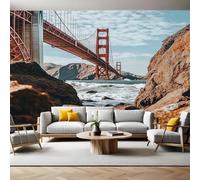New York Architecture Murals Photo Wallpaper Golden Gate Bridge Non-Woven Premium Art Print Fleece Wall Mural Poster Picture Design Modern Boy Girl Bedroom Home Decor 350 x 256cm