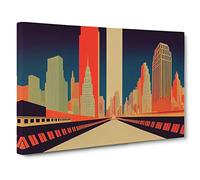 New York Art Deco Vol.2 Canvas Print | Gallery Wrapped 30mm Frame Wall Decor | 30x20 inches | Ready to Hang | Art Deco Abstract Picture | Living Room Bedroom Lounge Office