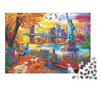New York Autumn City Landmark 1000 Piece Jigsaw Puzzle Paper for Adults Park Scene Jigsaw Puzzle for Family Home Decoration Relaxation 70x50cm/1000pcs