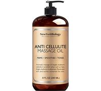 New York Biology Anti Cellulite Massage Oil 240 ml - Made with 100% Natural Oils - Body Oil for Massage Therapy, Muscle Relaxation and Deep Tissue