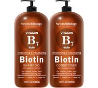 New York Biology Biotin Shampoo and Conditioner Set for Dry and Thin Hair - Clarifying Shampoo for Men and Women - Hydrating and Cleansing Hair and Scalp - 500 ml