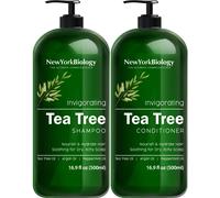 New York Biology Tea Tree Shampoo and Conditioner Set - Deep Cleanser - Relief for Dandruff and Dry Itchy Scalp - Therapeutic Grade - Helps