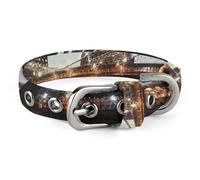 New York Bridge Pet Collar Oxford Adjustable Safety Dog Collars Cute Outdoor Training Pet Collars Easy Clean Floral Print Puppy Collar for City Pet Owners