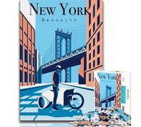 New York Broklyn Cityscape Jigsaw Puzzles for Adults 1000 Piece,Challenging To Complete But Fun And Humorous Unique Home Decor And Gifts 50x75cm