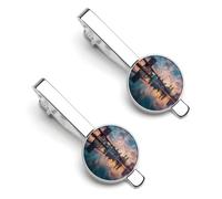 New York Brooklyn Bridge Skyline Tie Clips for Men Necktie Tie Clip Tie Bars for Business Wedding Gifts 5.5x2.2cm