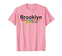 New York Brooklyn Subway Station Signs, Train Signs NYC T-Shirt, Men, Pink, Small