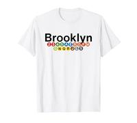 New York Brooklyn Subway Station Signs, Train Signs NYC T-Shirt, Men, White, 3X-Large