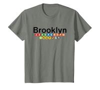 New York Brooklyn Subway Station Signs, Train Signs NYC T-Shirt, Youth, Olive Heather, Medium