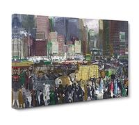 New York By George Bellows Classic Painting Canvas Wall Art Print Ready to Hang, Framed Picture for Living Room Bedroom Home Office Décor, 30x20 Inch (76x50 cm)