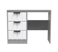 New York C Desk White & Grey 3 Drawers 97cm