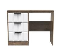 New York C Desk White & Vintage Oak 3 Drawers 97cm