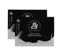 New York Central 100% Cotton Watercolor Paper Blocks - Art Supplies Cold Press Acid-Free Premium Watercolor Paper for Artists, Painting, Water Media, Professionals, & More! - [2 Pack - 9x12'']