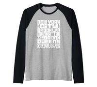 New York City 5 Boroughs Typography T Shirt NYC Graphic Raglan Baseball Tee