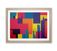 New York City Abstract Skyline Vol.1 Framed Print | A2 Oak Framed Wall Art | Ready to Hang | Abstract Cityscape Picture | Living Room Bedroom Lounge Office