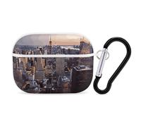 New York City Airpod Pro Case AirPods 2 Case for Women Hard Shell Protective Cover with Carabiner Keychain Compatible with AirPods Case 2nd 1st Generation, Front LED Visible White