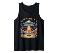 New York City Alien UFO Abduction Retro Sci-Fi Art Tank Top