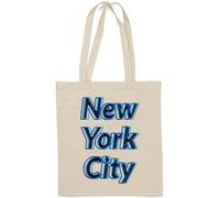 New York City Big Apple Glitch Art Natural Cotton Tote Bag White