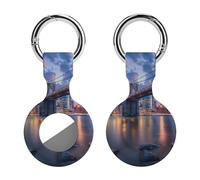 New York City Brooklyn Bridge Manhattan Keychain Holder Case Compatible with AirTag Waterproof Silicone Shell Protective Case 1PCS