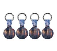 New York City Brooklyn Bridge Manhattan Keychain Holder Case Compatible with AirTag Waterproof Silicone Shell Protective Case 4PCS