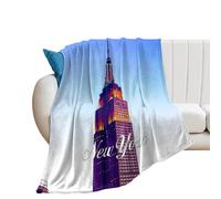 New York City Building Cityscape Natural Landscape Throw Blanket 30x40in Warm Super Soft & Plush Flannel Throws for Bed Couch Sofa Office Home Microfiber Cozy Fuzzy Blankets for Hot Sleepers