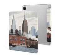 New York City Case for iPad Pro 12.9 Inch 2022/2021/2020(6th/5th/4th Gen) Trifold Stand with Pencil Holder, Soft Silicone Shockproof Protective Cover, Slim Lightweight