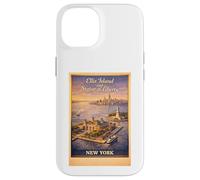 New York City Ellis Island Statue Liberty Aerial Travel Art Case for iPhone 14