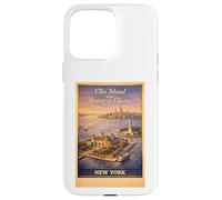 New York City Ellis Island Statue Liberty Aerial Travel Art Case for iPhone 15 Pro Max