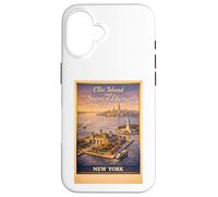 New York City Ellis Island Statue Liberty Aerial Travel Art Case for iPhone 16