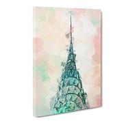 New York City Empire State Building In Abstract Modern Canvas Wall Art Print Ready to Hang, Framed Picture for Living Room Bedroom Home Office Décor, 30x20 Inch (76x50 cm)