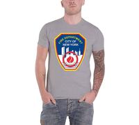 New York City Fire Department Badge Cotton T-Shirt NYC New York Color Grey XXL