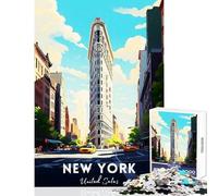 New York City Flatiron Building 1000 Piece Jigsaws for Teenagers Boost Memory Retention Effectively Calming Relaxing Leisure Game (38x26cm)