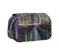 New York City Flip-Top Double-Layer Pencil Case,Large Capacity (Holds 50 Pens/Pencis),Full-Print Durable Polyester School Office Supplies