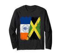 New York City Jamaica Half Flag New York Jamaican Heritage Long Sleeve T-Shirt