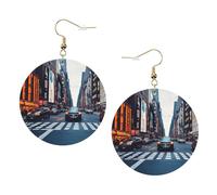 New York City Leather Round Earrings Daily Accessories Working At Work Women'S Fashion