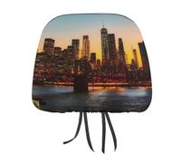 New York City Manhattan Bridge Skyline Fashion Car Headrest Cover Full Wrap Head Rest Protector Universal Car Seat Cover