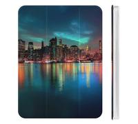 New York City Manhattan Skyline at Night Trifold Tablet Cover with Pencil Holder Slim Protective Case Compatible for iPad Mini 4/5/6 Mini4/5（7.9in）